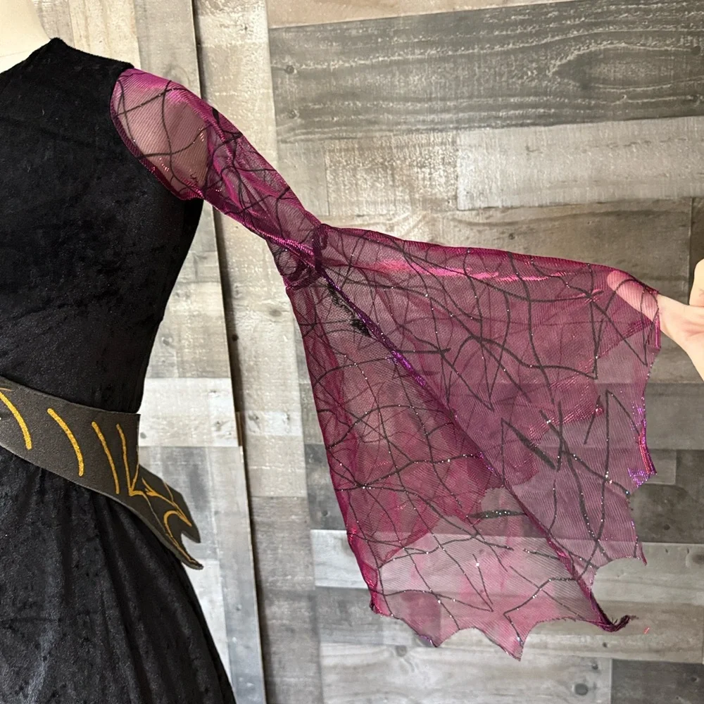 Vampire princess dress costume girls medium sparkly spiderweb Halloween party